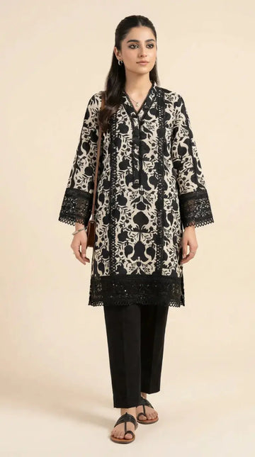 Midnight Bloom Stitched Kurti |  Premium 1-Piece Collection