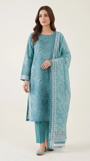 3 Piece – Printed Lawn Suit (Unstitched) - Ocean Mist
