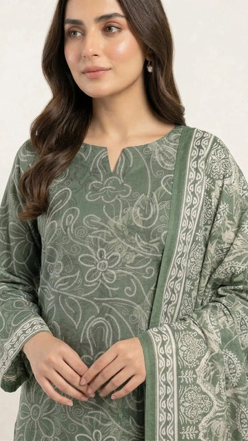 3 Piece – Printed Lawn Suit (Unstitched) - Light Green