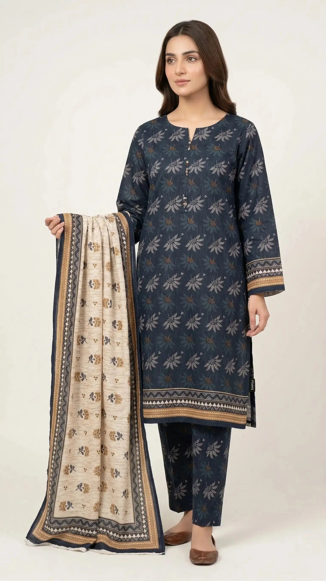 3 Piece – Printed Lawn Suit (Unstitched) - Blue