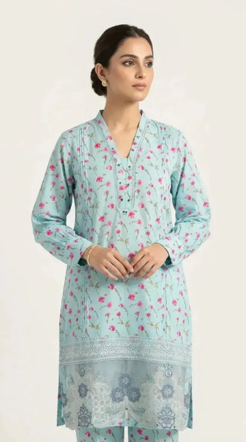 Floral Printed 2-Piece Co-ord Set – Powder Blue
