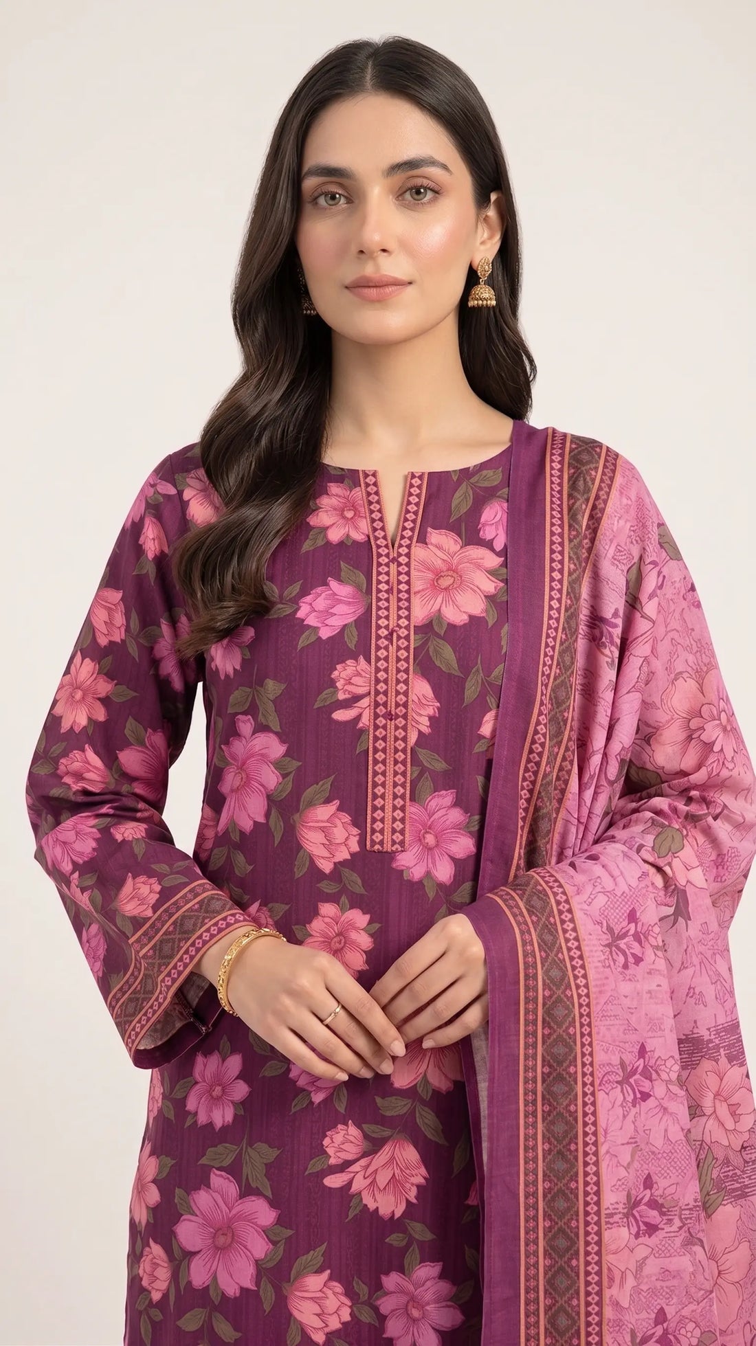 3 Piece – Printed Lawn Suit (Unstitched) - Berry Bloom