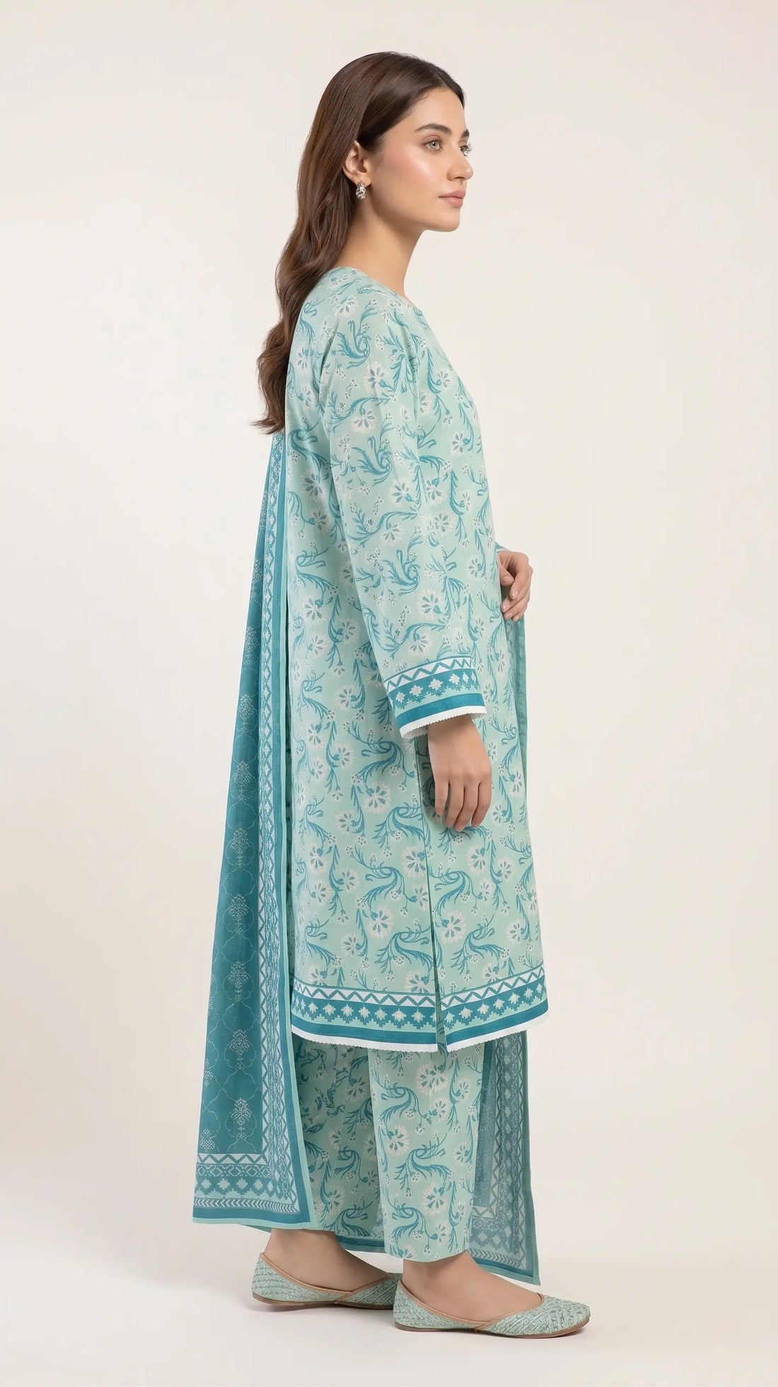 3 Piece – Printed Lawn Suit (Unstitched) - Aqua Grace