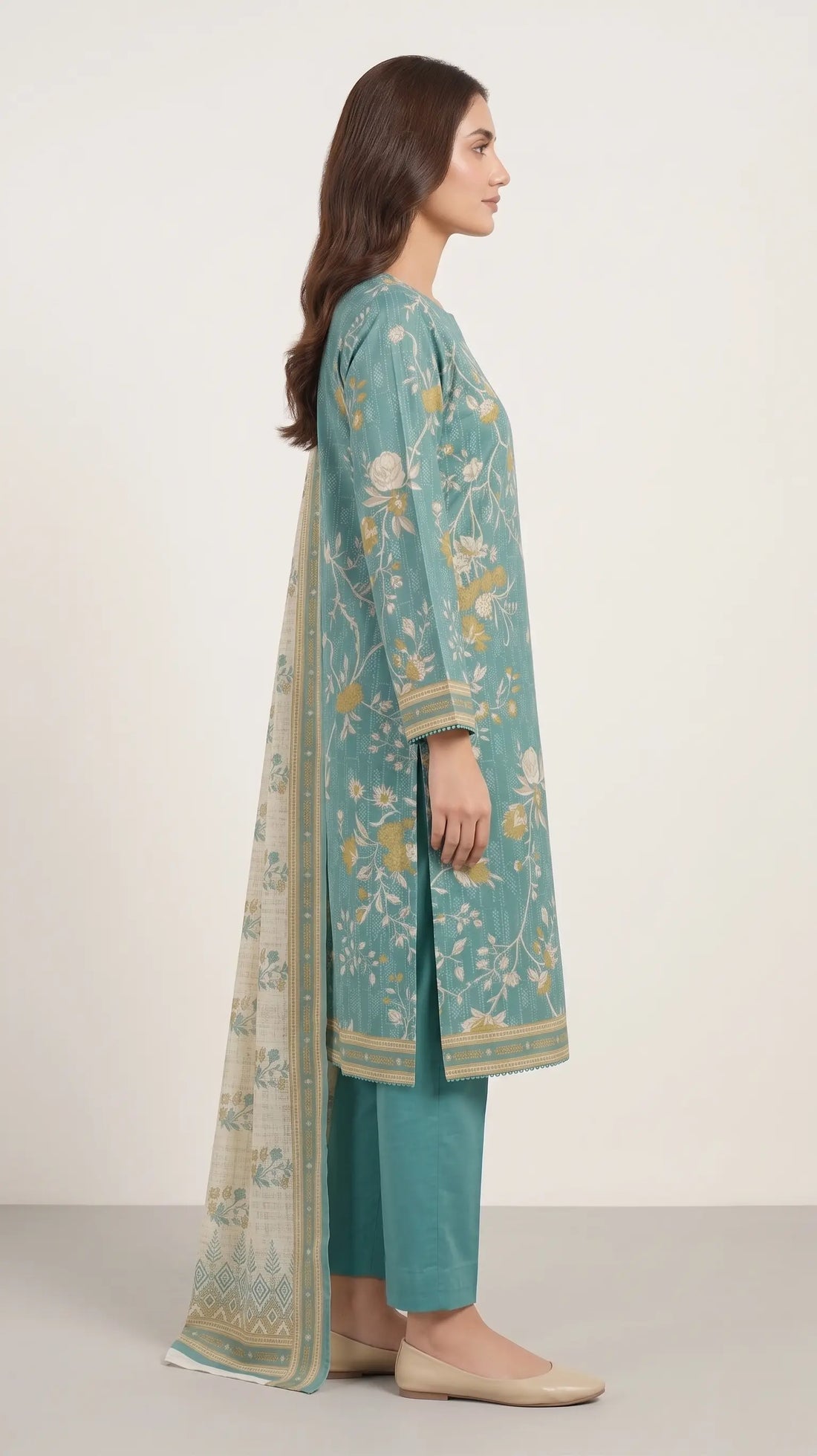 3 Piece – Printed Lawn Suit (Unstitched) - Soft Meadow
