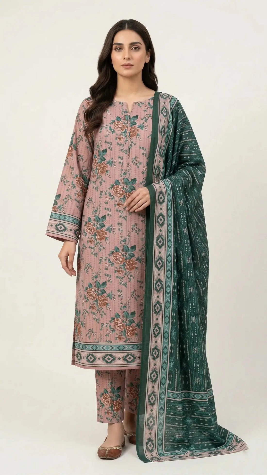 3 Piece – Printed Lawn Suit (Unstitched) - Timber Rose