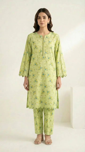 Floral Printed 2-Piece Co-ord Set – Teal Green