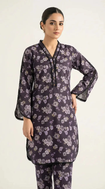 Floral Printed 2-Piece Co-ord Set – Plum