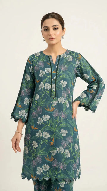Floral Printed 2-Piece Co-ord Set – Lime Green