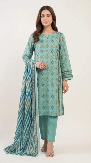 3 Piece – Printed Lawn Suit (Unstitched) - C GREEN