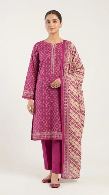 3 Piece – Printed Lawn Suit (Unstitched) - Pinki