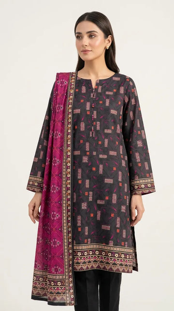 3 Piece – Printed Lawn Suit (Unstitched) - PURPLE