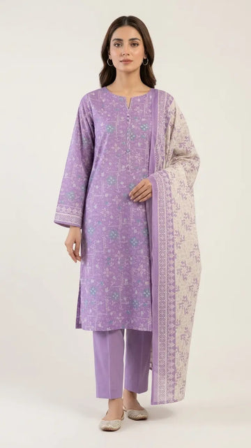 3 Piece – Printed Lawn Suit (Unstitched) - Kasni