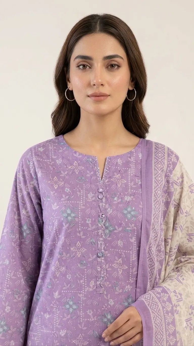 3 Piece – Printed Lawn Suit (Unstitched) - Kasni