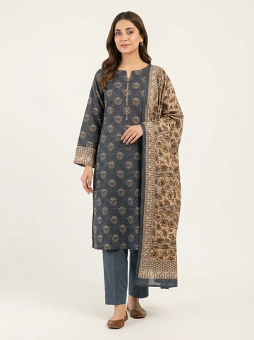 3 Piece – Printed Lawn Suit (Unstitched) - Blue