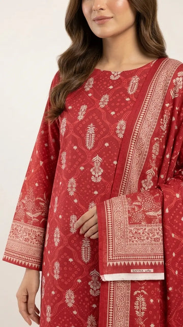 3 Piece – Printed Lawn Suit (Unstitched) - Rust