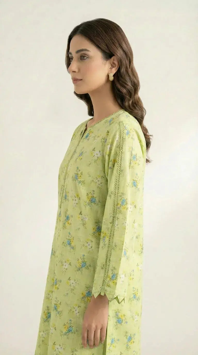 Floral Printed 2-Piece Co-ord Set – Teal Green