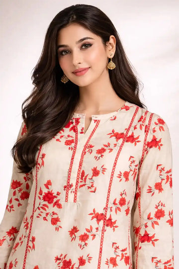 Rosé Bloom Printed Kurti | Premium 1-Piece Cambric Collection