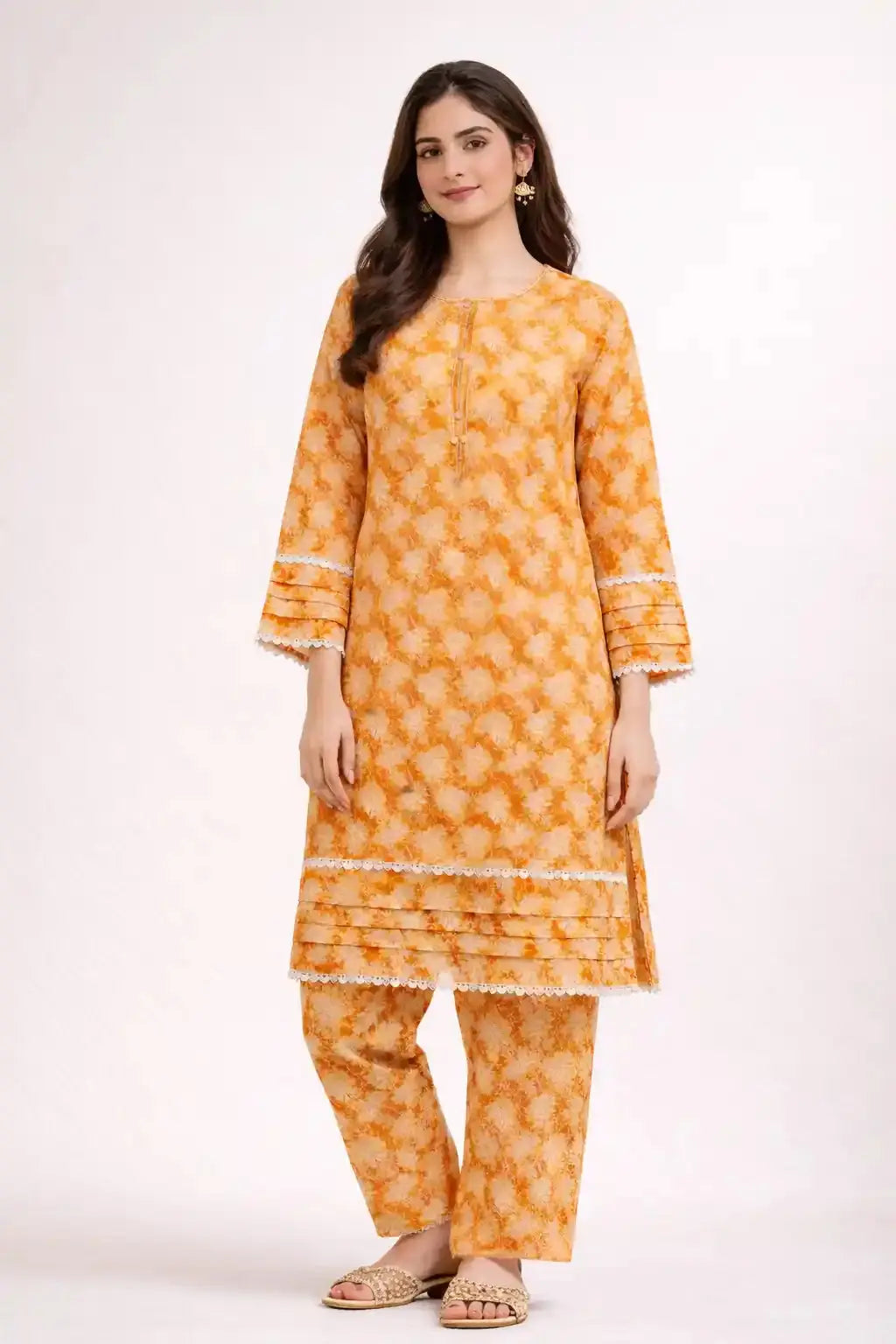 Marigold Bloom 2-Piece Suit | Premium Cambric Collection